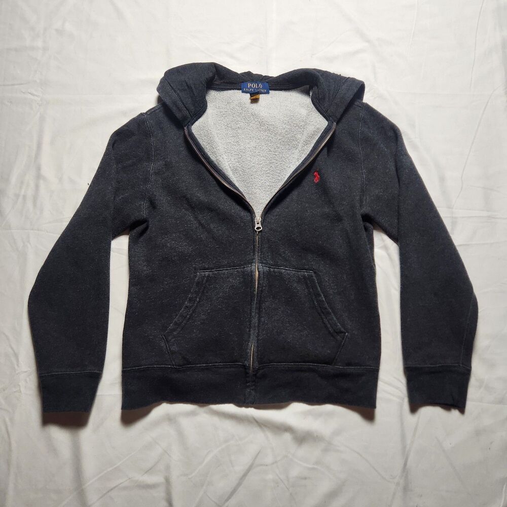 Polo Ralph Lauren Boys Youth Large 14/16 Full Zip Hoodie Sweatshirt Grey